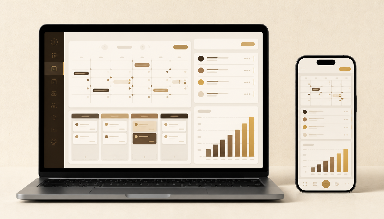 Software para gestionar eventos miEventto en laptop y celular